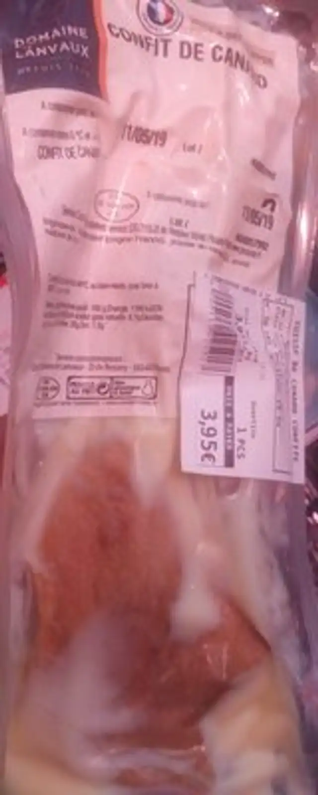 Cuisse de canard confite ingredients label