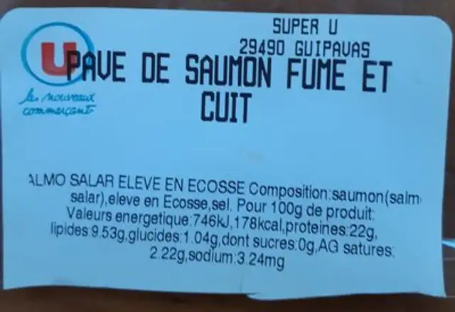 Saumon fumé cuit maison ingredients label