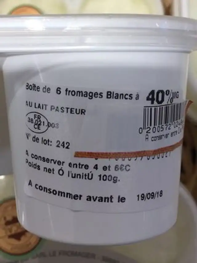 Fromage blanc moule a l'ancienne ingredients label