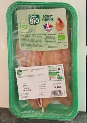 Aiguillettes de poulet jaune Bio