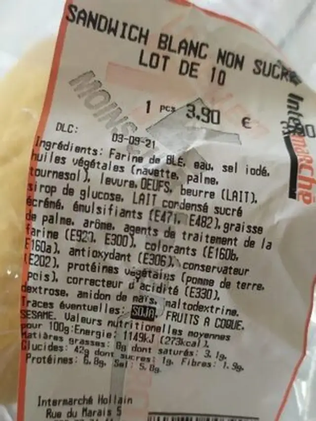 Sandwichs blancs non sucrés