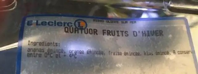 Quatuor fruits d'hiver ingredients label