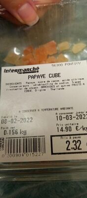 Papaye cube nutrition facts table