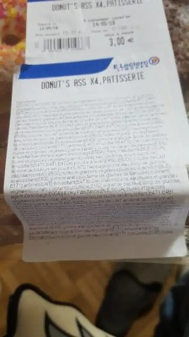Donuts ingredients label