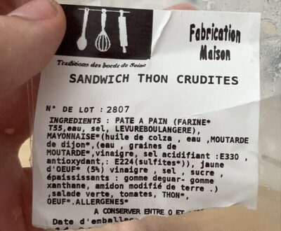 Sandwich Thon Crudités