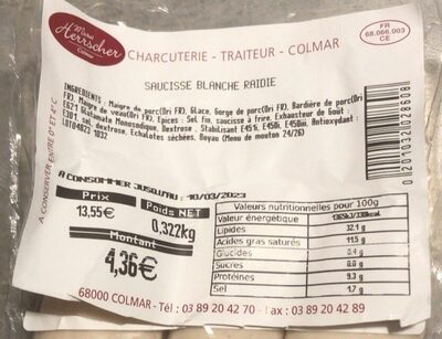 Saucisse blanche raidie