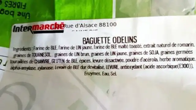 Baguette odelins ingredients label