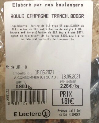 Boule campagne tranche