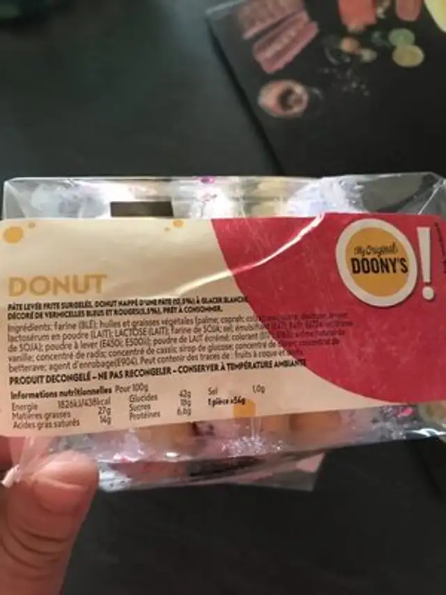 Doonys ingredients label