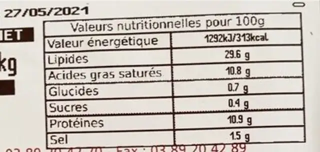 Mini knack cocktail nutrition facts table
