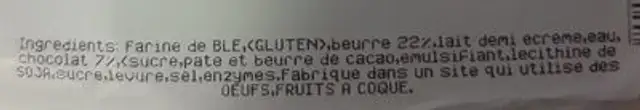 Lot pain au chocolat x 5 nutrition facts table