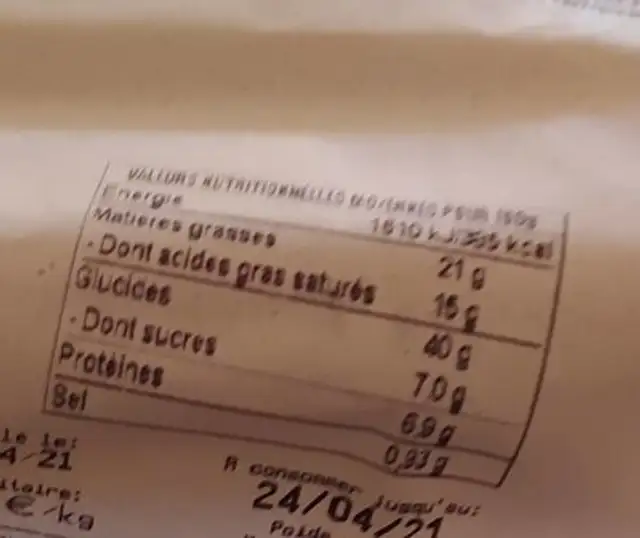 Crevettes carrefour nutrition facts table