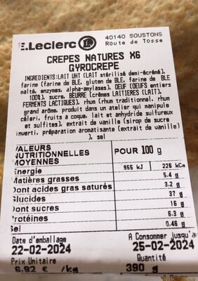 Crêpes nature x6 gyrocrepe