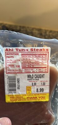Ahi Tuna Steaks front packaging