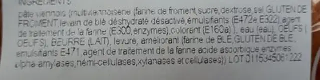 Déjeunette viennoise ingredients label