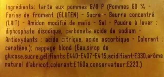 Tarte Aux Pommes 6 pers ingredients label