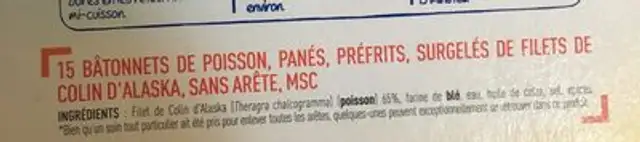 15 crousti panés ingredients label