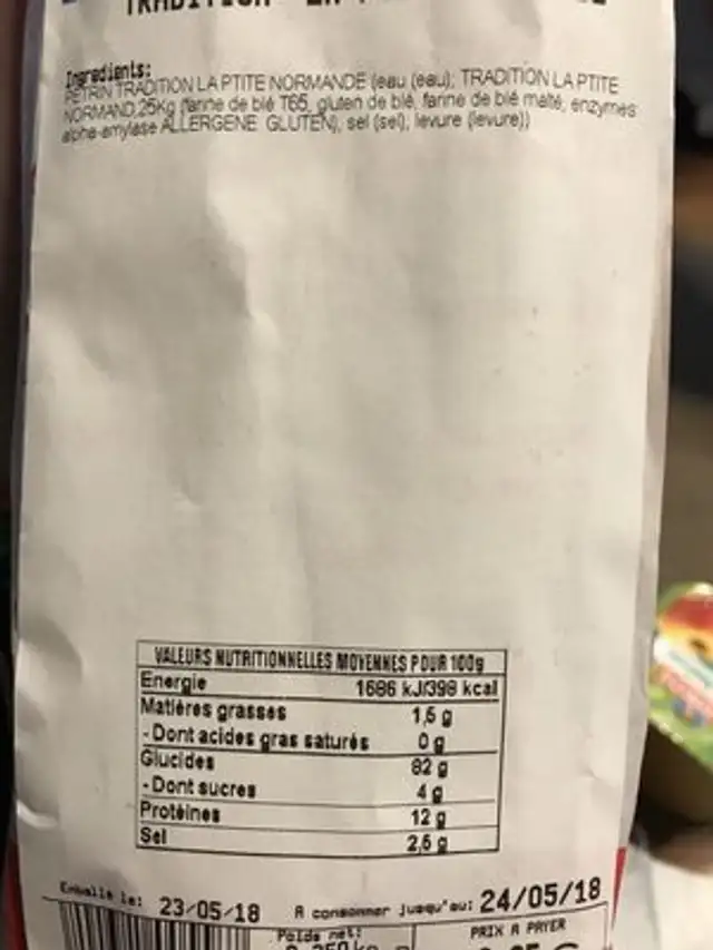 La p'tite normande ingredients label