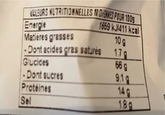chia twist nutrition facts table