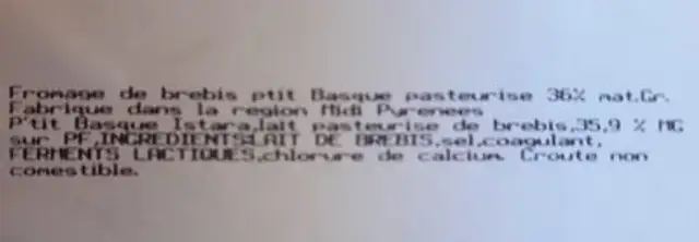 P tit basque ingredients label