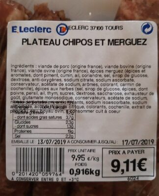 Plateau chipos et merguez front packaging
