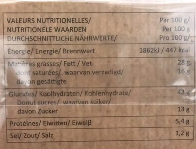 Mini donuts x4 nutrition facts table