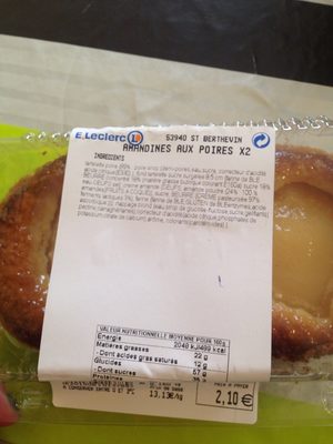 Amandines aux poires