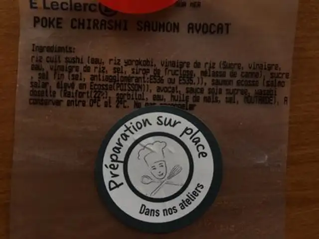 Poke chirashi ingredients label