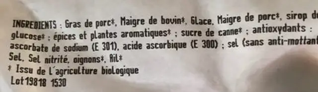 Knack bio ingredients label
