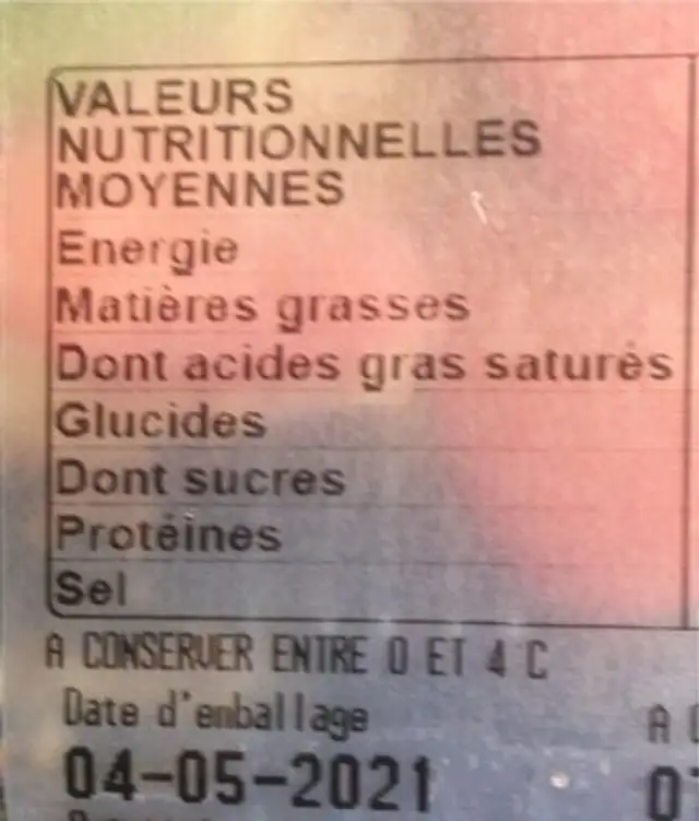 Tartellette fruits nutrition facts table