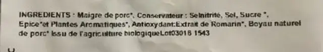 Saucisse de porc fumée bio ingredients label