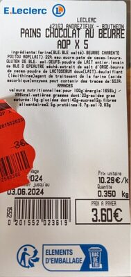 Pain au chocolat au beurre AOP