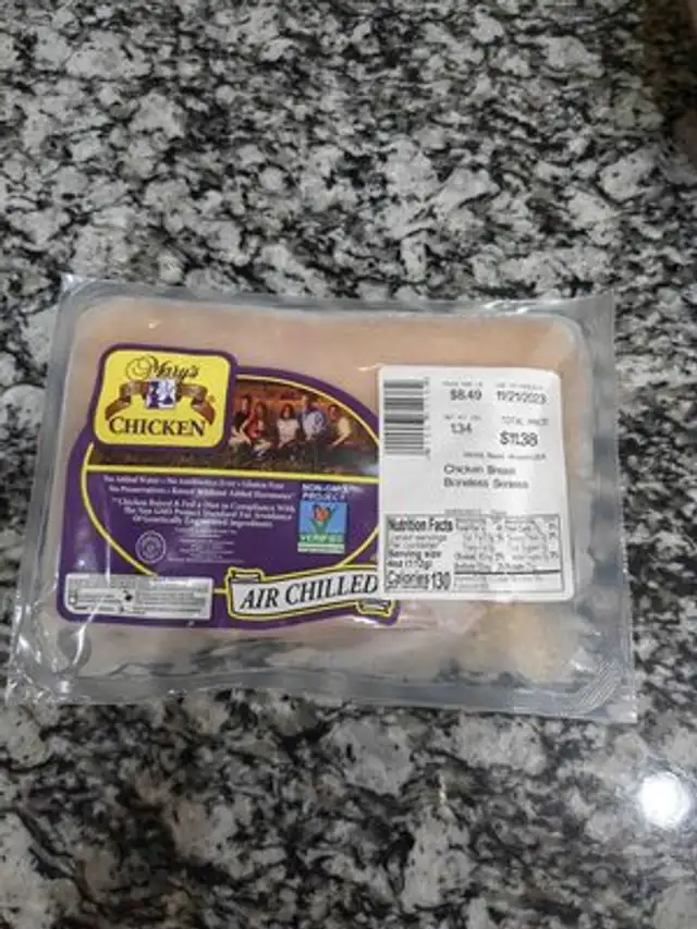 Chicken breast, boneless, skinless front packaging