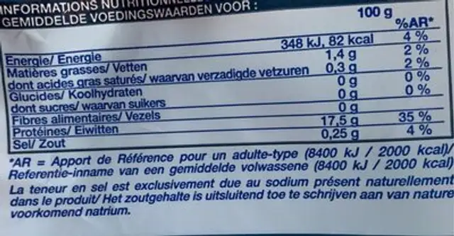 Sole mer du nord picard nutrition facts table
