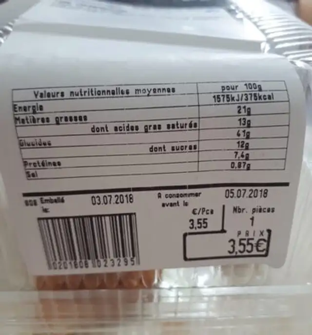 Viennoiserie ingredients label