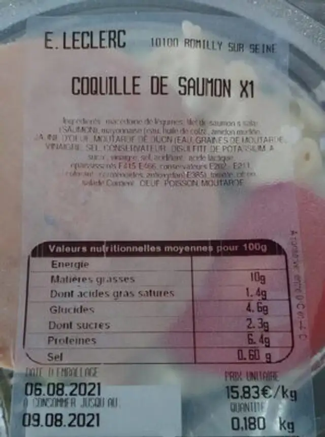 Coquille de saumon X1