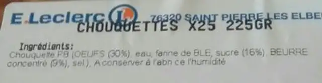Chouquettes *25 ingredients label