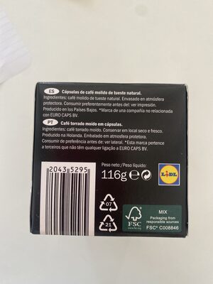 Gold Lungo ingredients label