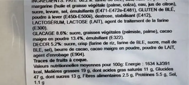 Plateau donuts choc x12 nutrition facts table