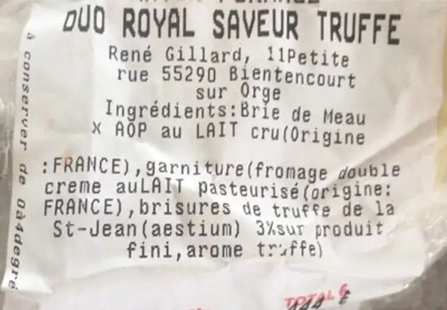 Brie à la truffe nutrition facts table