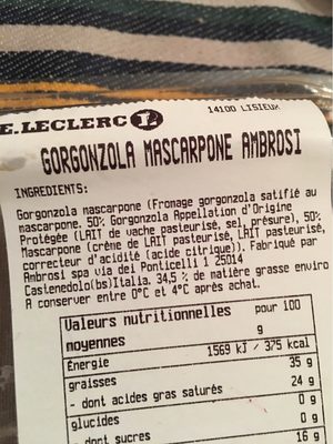 Gorgonzola Mascarpone Ambrosi front packaging