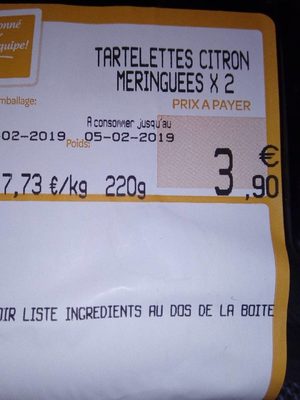 Tartelettes citron meringuée x2