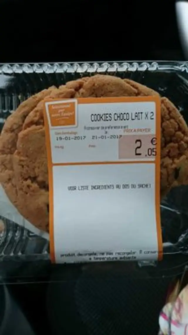 Cookies choco lait front packaging