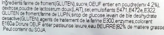 Brioche Pur Beurre ingredients label