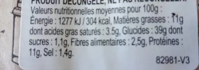 BBreak Chorizo nutrition facts table
