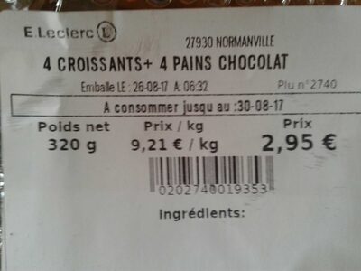 4 croissands + 4 pains au chocolat front packaging