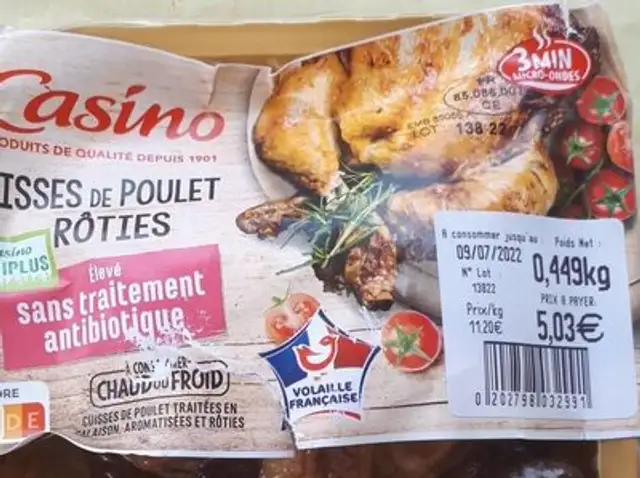 Cuisses de poulet rôties front packaging