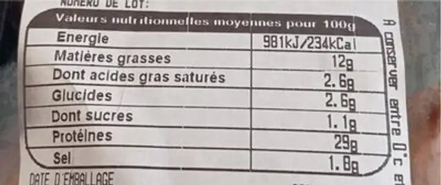 Grignoteur nutrition facts table