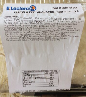 Tartelette amandine abricot front packaging