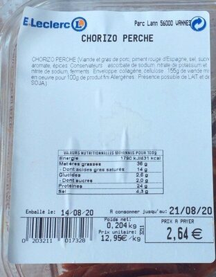 Chorizo perche front packaging